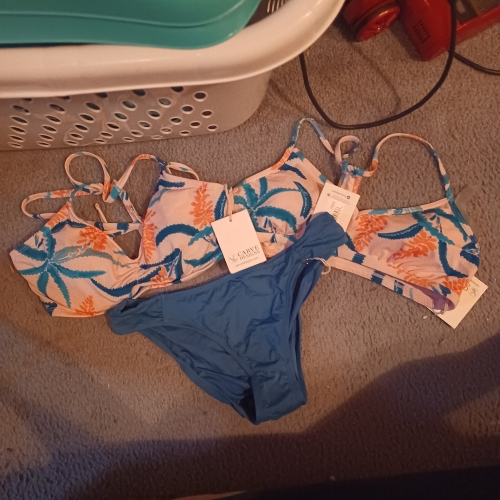 3 piece Carved Designs bikini